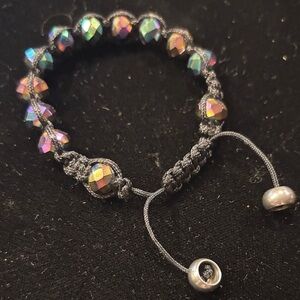 Iridescent Adjustable Beaded Bracelet